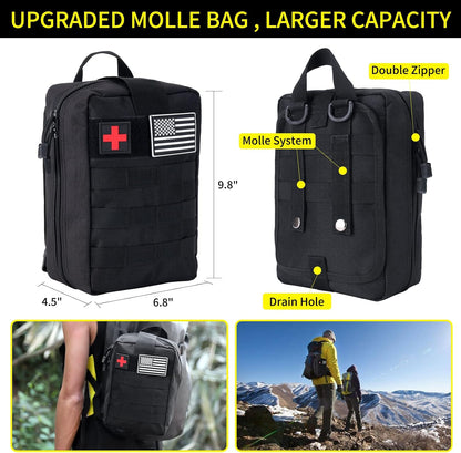 160-Piece Survival & First Aid Kit with MOLLE Bag – Emergency Camping & Outdoor Gear for Men & Women