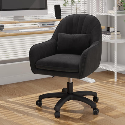 Velvet Swivel Office Chair, Ergonomic Vanity & Dressing Table Chair, 150kg Capacity
