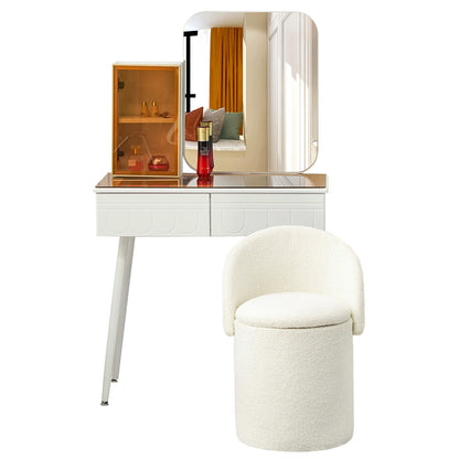White Storage Ottoman Stool | 3-in-1 Seat, Footrest & Storage Box | Rosie