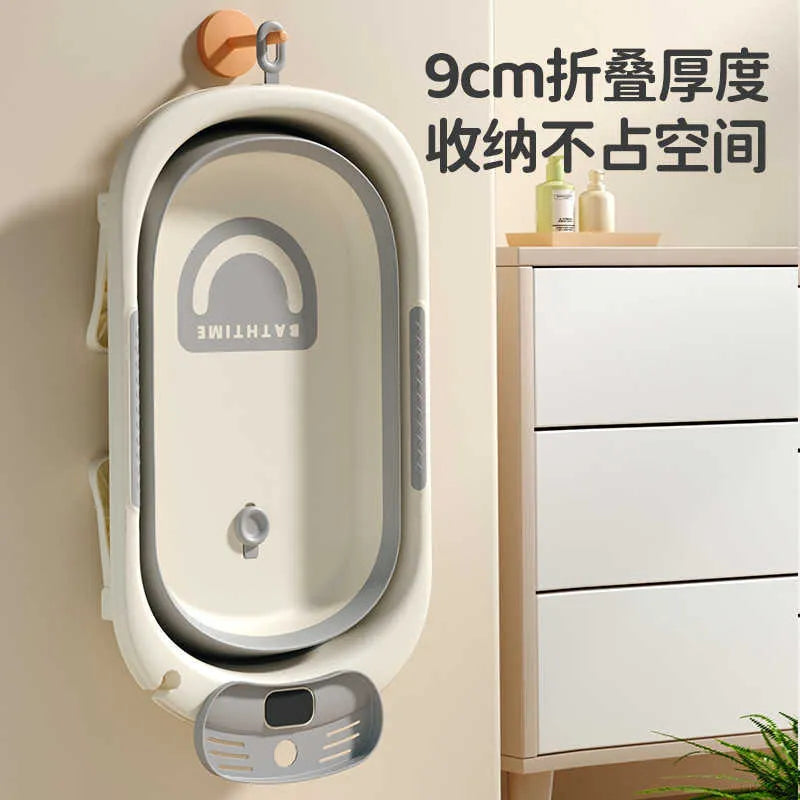 Foldable Baby Bathtub with Temperature Sensor – Portable Plastic Bath Tub for Newborns & Children, Ideal for Home Use