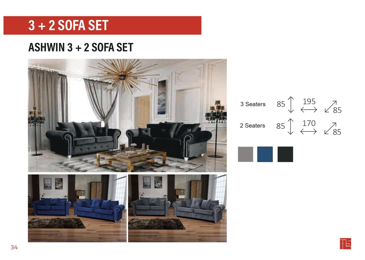 Ashwin 3+2 Sofa Set
