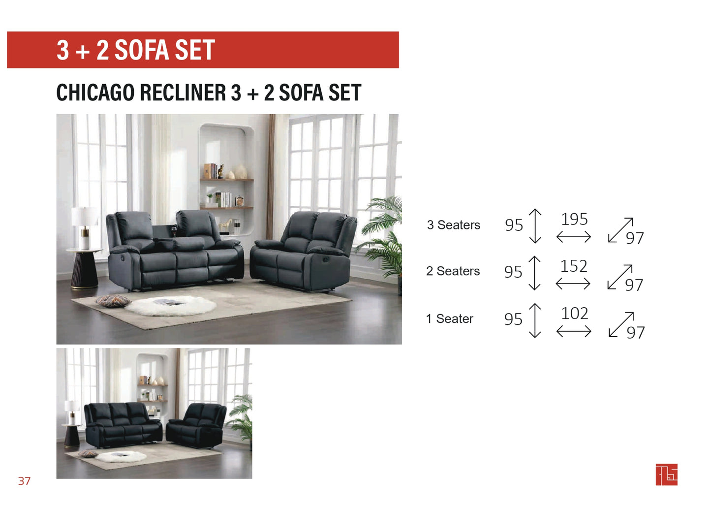 Chicago Recliner 3+2 Sofa Set