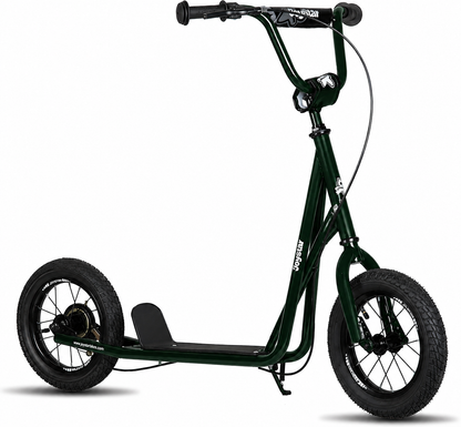 Kids Scooter with 16" Rubber Front Wheel - Dark Green