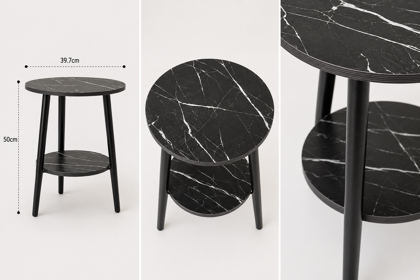 Nordic Design Coffee Table 60 × 60 × 52 cm – Modern Scandinavian Side Table for Living Room – Available in Black or White