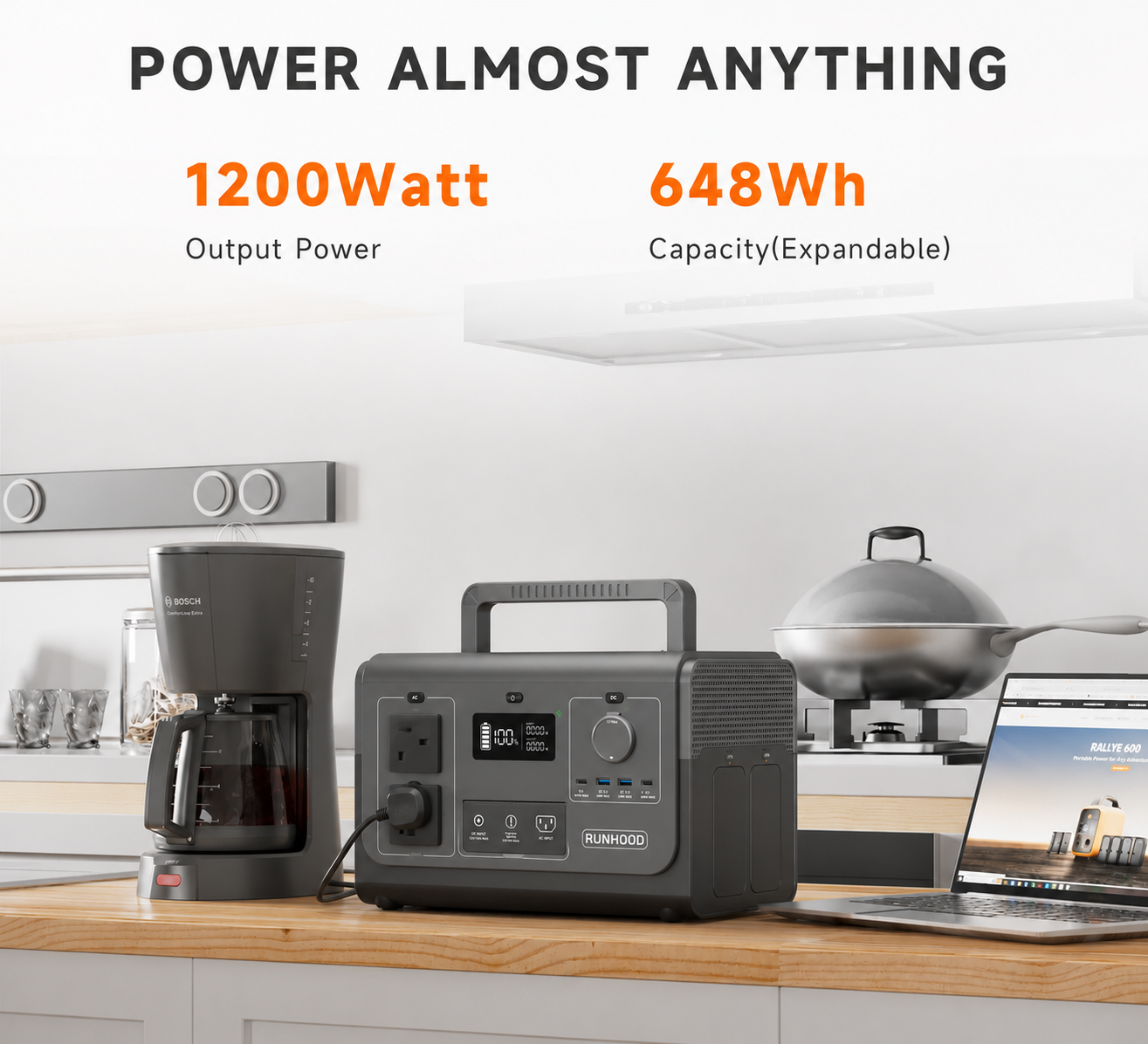 RUNHOOD HE1200 1200W Portable Power Station Host Engine
