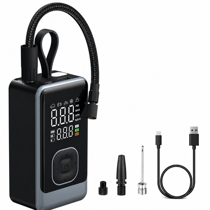 Portable Digital Tyre Inflator – 150 PSI Rechargeable Air Pump with Preset Modes, LED Torch & Auto Shut-Off – For Cars, Bikes, Cycles & Balls