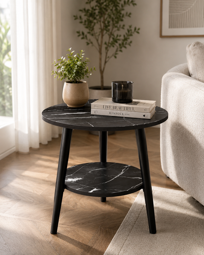 Nordic Design Coffee Table 60 × 60 × 52 cm – Modern Scandinavian Side Table for Living Room – Available in Black or White