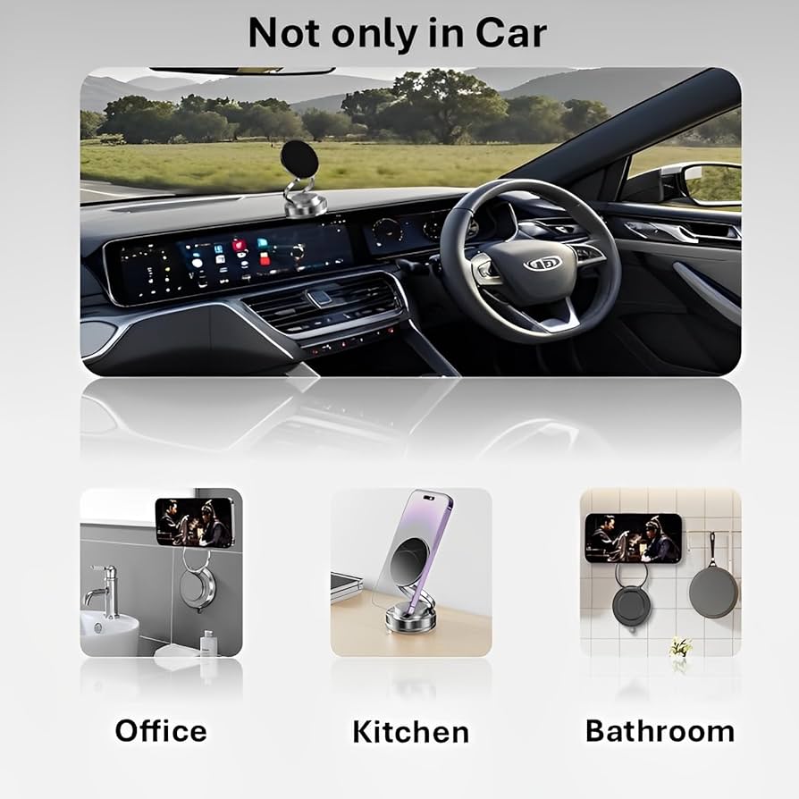 Magnetic Car Phone Holder – Compact 360° Rotating & Foldable