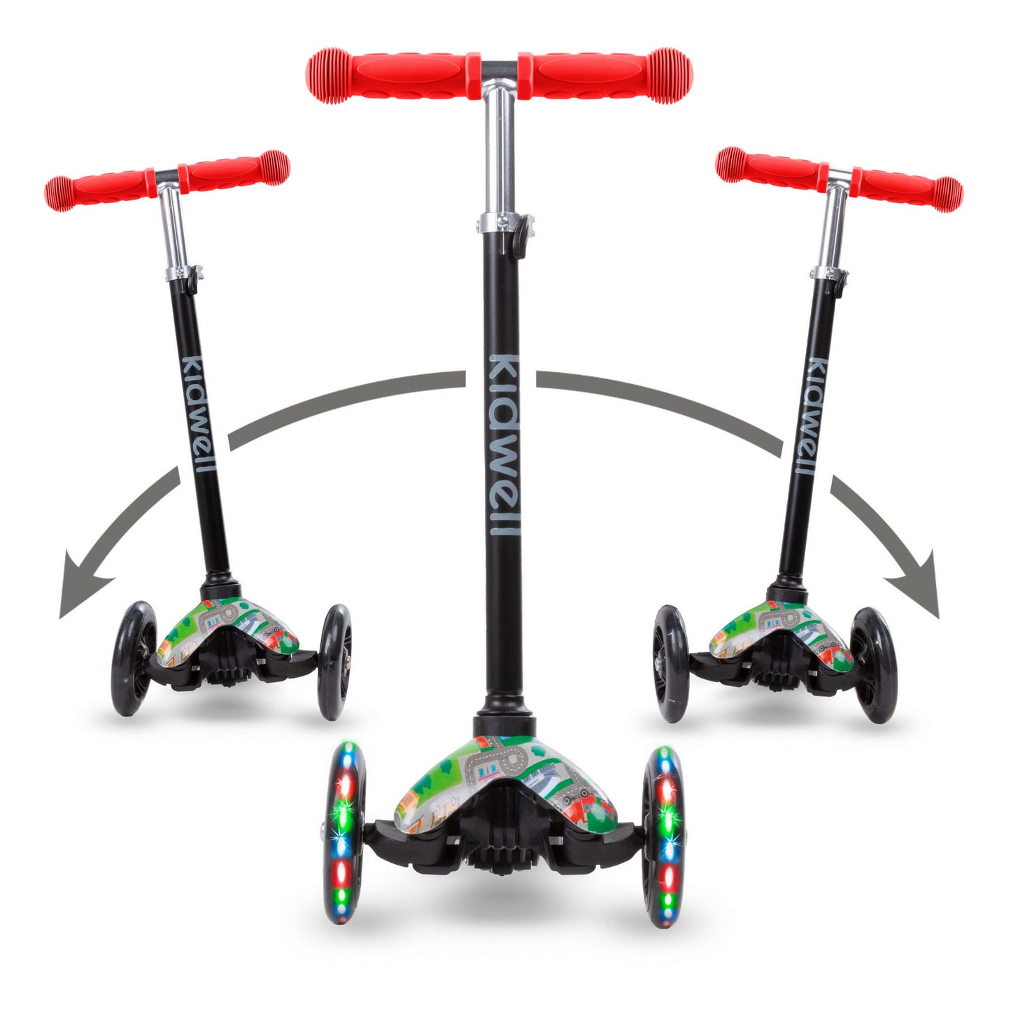 Kidwell UNO Blue & City 3-Wheel Balance Scooter with LED Light-Up Wheels – Kids Ages 3+