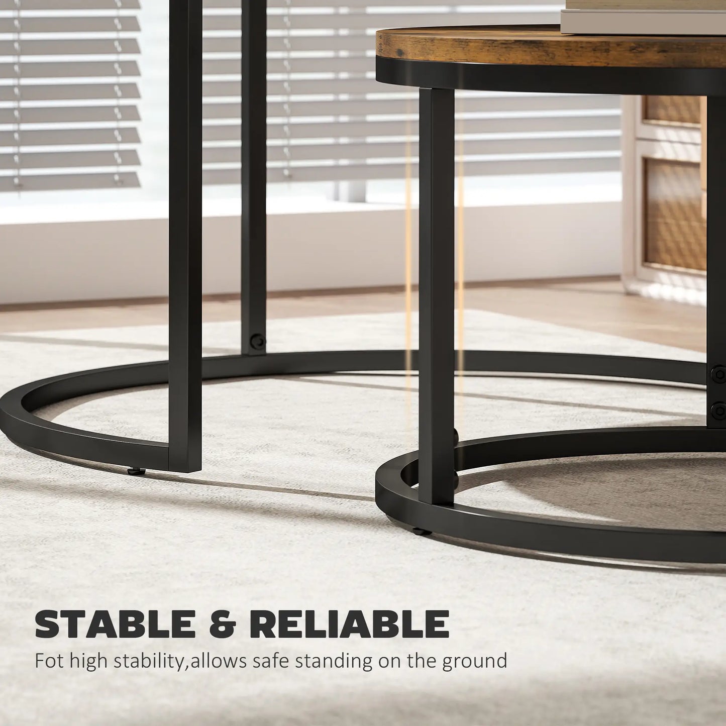 Nest of 2 Tables Wood Effect | Stacking Side Tables | Living Room Coffee Table Set