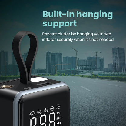 Portable Digital Tyre Inflator – 150 PSI Rechargeable Air Pump with Preset Modes, LED Torch & Auto Shut-Off – For Cars, Bikes, Cycles & Balls