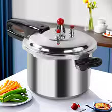 9L Aluminium Pressure Cooker – Large Capacity Stovetop Pressure Cooker with Safety Valves & Cool-Touch Handles – Family Size