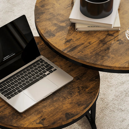 Nest of 2 Tables Wood Effect | Stacking Side Tables | Living Room Coffee Table Set