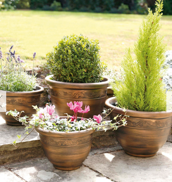 Pack of 4 Wenlock Antique Bronze effect planters