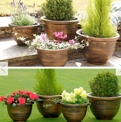 Pack of 4 Wenlock Antique Bronze effect planters