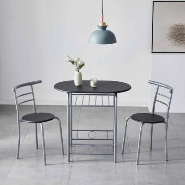 Breakfast Bar Dining Tables And 2 Chairs Set Black