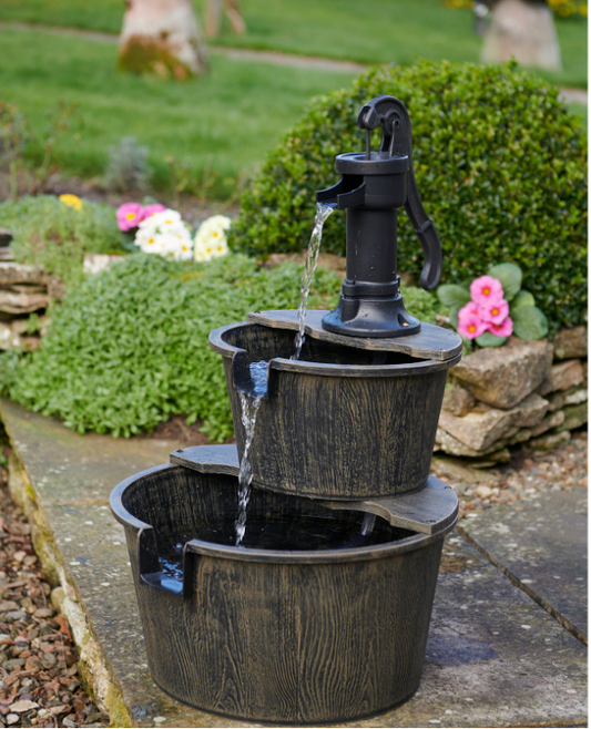 2 tier Barrel Solar Fountain