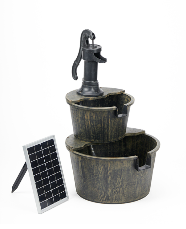 2 tier Barrel Solar Fountain