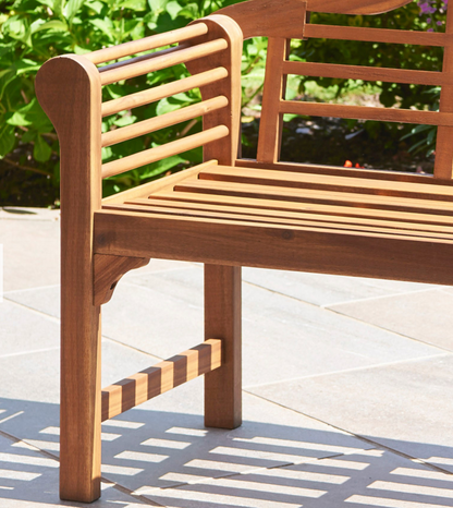 Greenhurst Lutyens Garden Bench – Solid Acacia Hardwood, Hand-Oiled Traditional Design