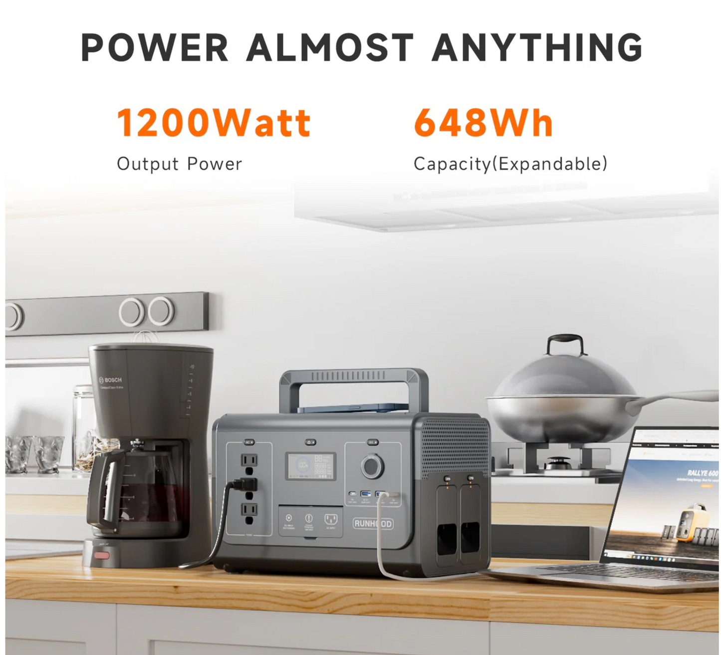 RUNHOOD HE1200 1200W Portable Power Station Host Engine | Battery Not Included