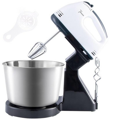 7-Speed Electric Stand Mixer with 2L Rotating Bowl – Detachable 2-in-1 Hand Mixer with Dough Hooks & Whisk Beaters – Turbo Function