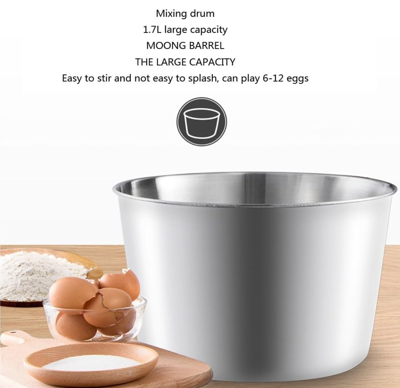 7-Speed Electric Stand Mixer with 2L Rotating Bowl – Detachable 2-in-1 Hand Mixer with Dough Hooks & Whisk Beaters – Turbo Function