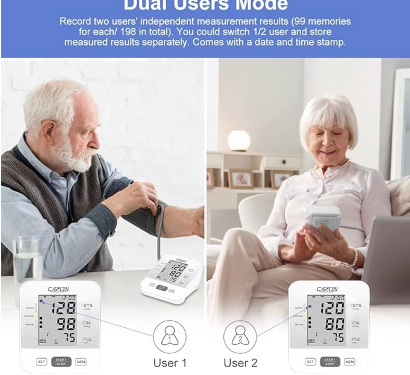CAZON Upper Arm Blood Pressure Monitor | Automatic Digital BP Machine for Home Use