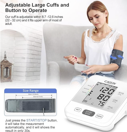 CAZON Upper Arm Blood Pressure Monitor | Automatic Digital BP Machine for Home Use