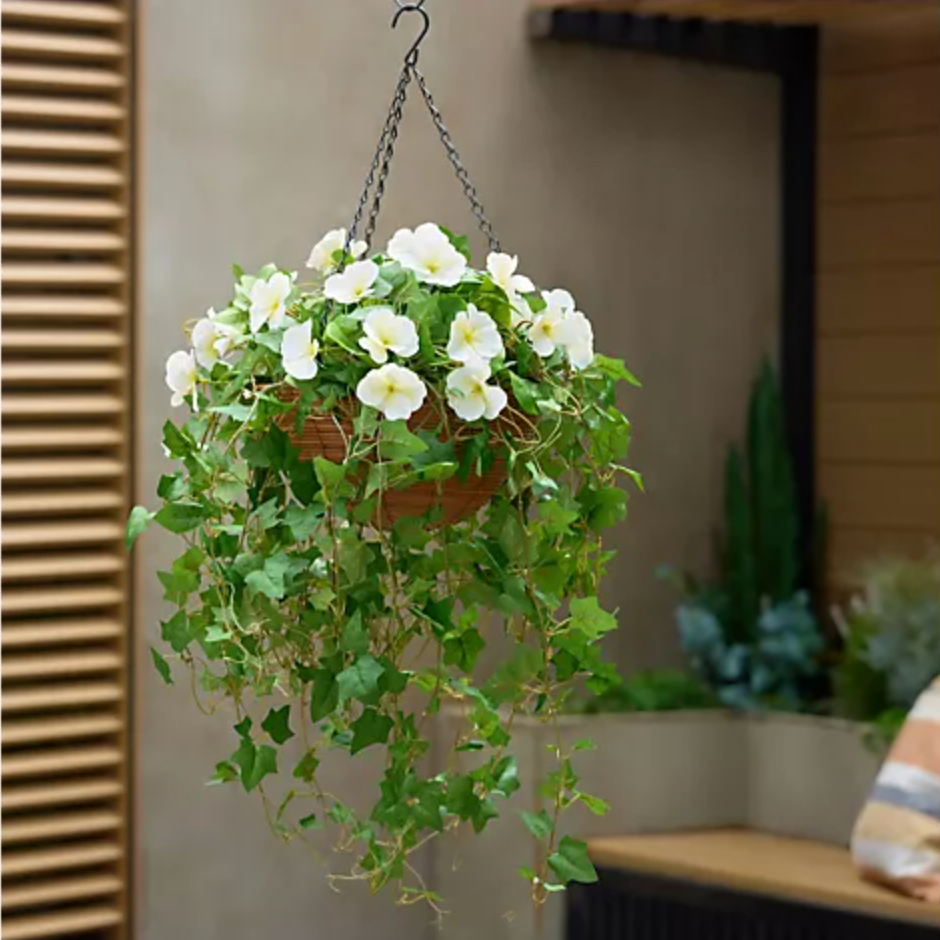 Pre-Lit Artificial Pansy Hanging Basket – Garden Reflections Outlet Series