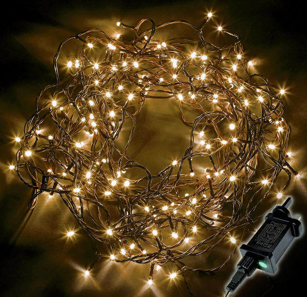 O'LITSTR Warm White LED String Lights – 35m Fairy Lights on Green Cable (29.9m Lit Length) – Christmas Tree, Indoor & Garden Decoration