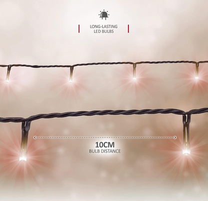 O'LITSTR Warm White LED String Lights – 35m Fairy Lights on Green Cable (29.9m Lit Length) – Christmas Tree, Indoor & Garden Decoration