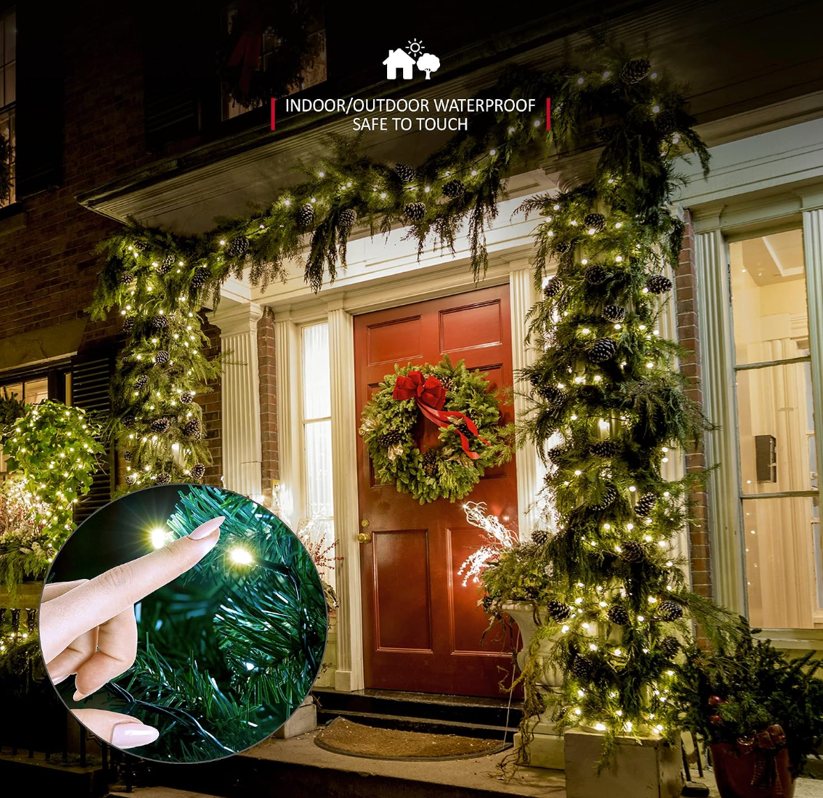 O'LITSTR Warm White LED String Lights – 35m Fairy Lights on Green Cable (29.9m Lit Length) – Christmas Tree, Indoor & Garden Decoration