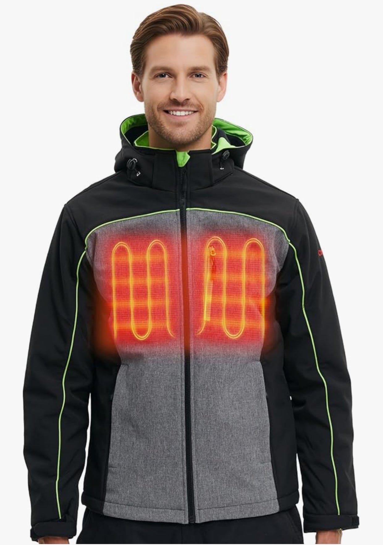 CONQUECO Heated Jacket hoddie Body Wamer: Electric Windproof &amp; Waterproof Jacket with 10000 mah Battery Pack - 3 Heating level for Sports &amp; Outdoor