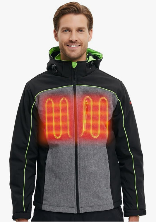 CONQUECO Heated Jacket hoddie Body Wamer: Electric Windproof &amp; Waterproof Jacket with 10000 mah Battery Pack - 3 Heating level for Sports &amp; Outdoor