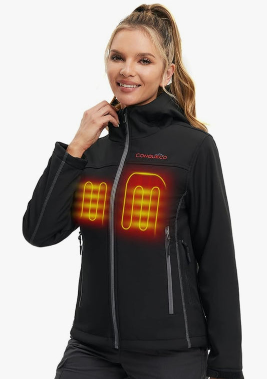 CONQUECO Heated Jacket Electric Hoodie Jacket With Battery Pack