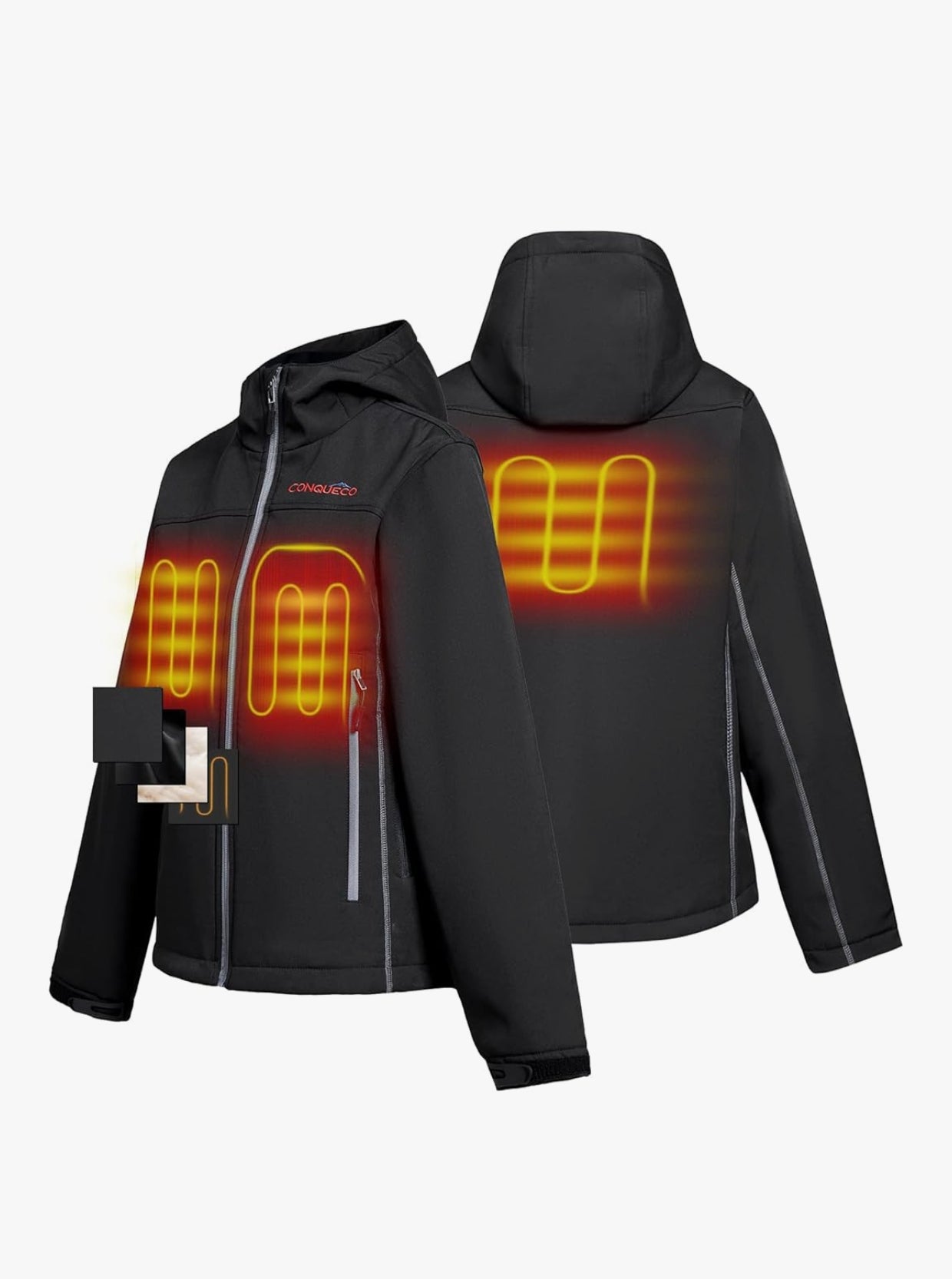 CONQUECO Heated Jacket Electric Hoodie Jacket With Battery Pack