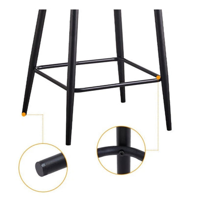 Set of 2 Modern Velvet Bar Stools with Metal Legs – Black