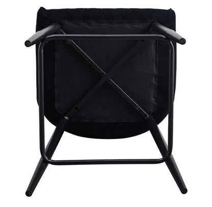 Set of 2 Modern Velvet Bar Stools with Metal Legs – Black