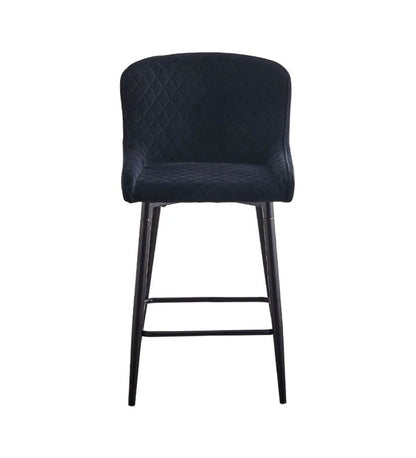 Set of 2 Modern Velvet Bar Stools with Metal Legs – Black