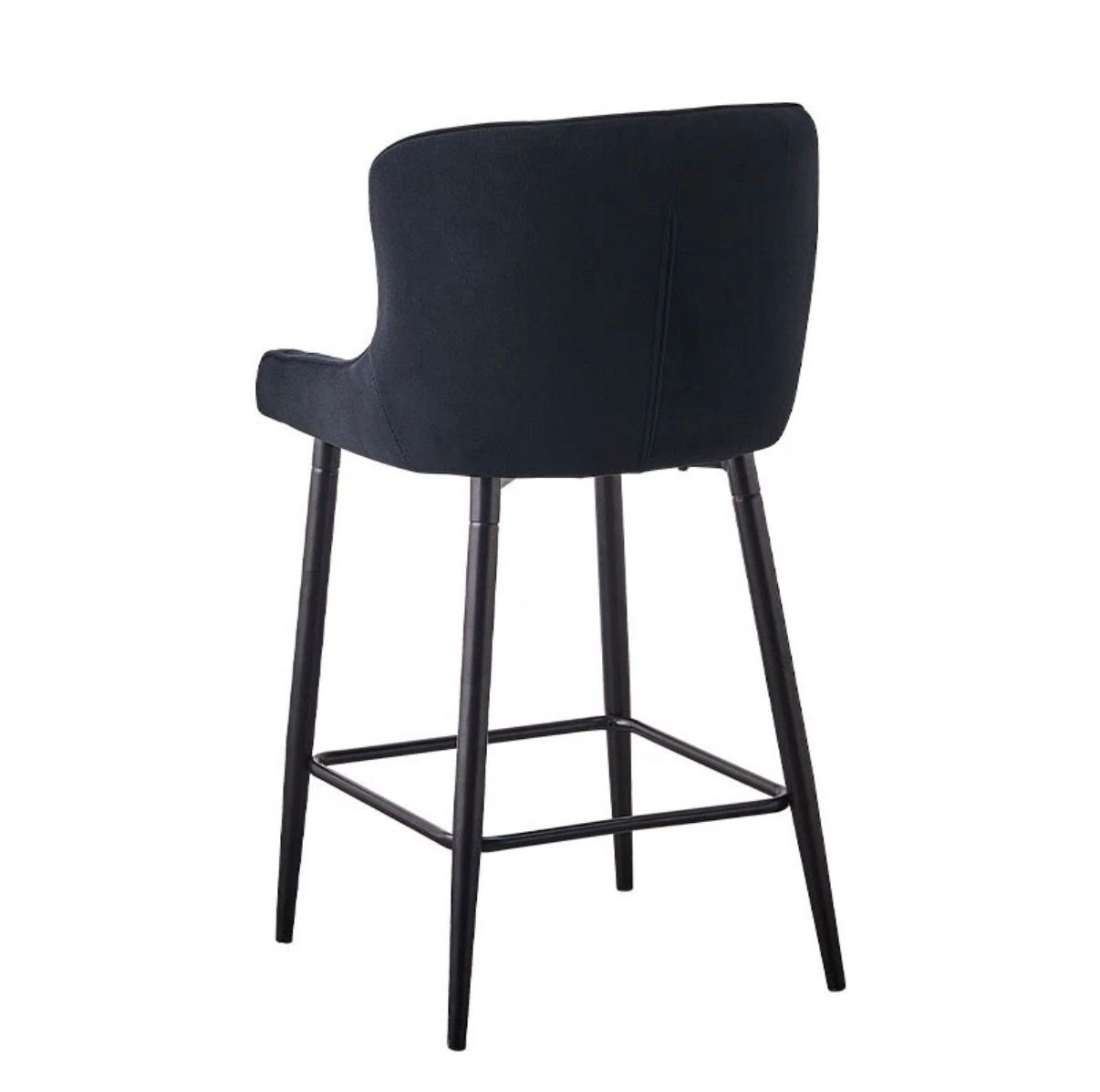 Set of 2 Modern Velvet Bar Stools with Metal Legs – Black