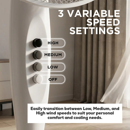 Alivio 45W Pedestal Fan, 3-Speed Oscillating Floor Fan with 3 Blades and Adjustable Height for Home & Office (White)
