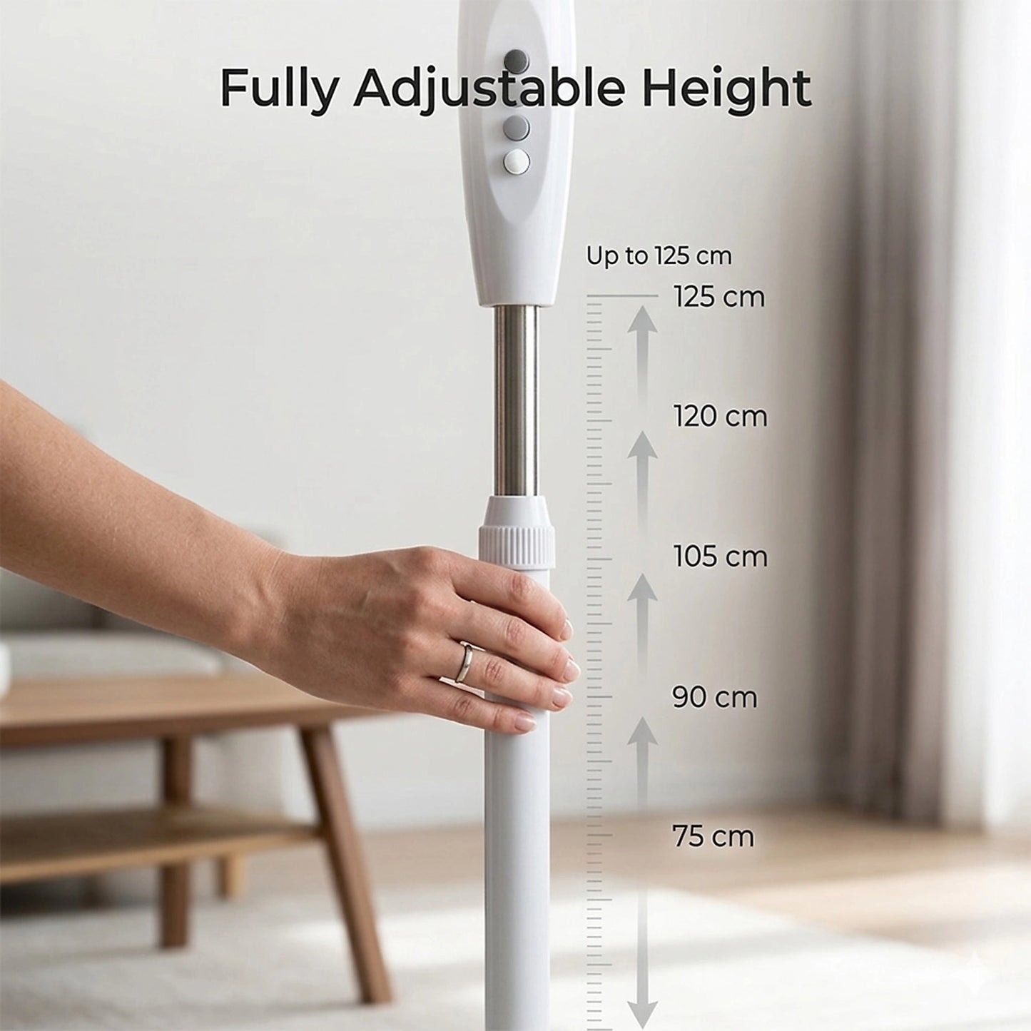 Alivio 45W Pedestal Fan, 3-Speed Oscillating Floor Fan with 3 Blades and Adjustable Height for Home & Office (White)
