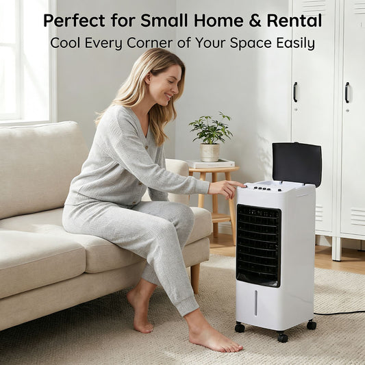 Alivio 4L Portable Air Cooler 65W with 3 Fan Speed, 3 Mode, 2 Ice Pack, 120 Degree Oscillation (White)
