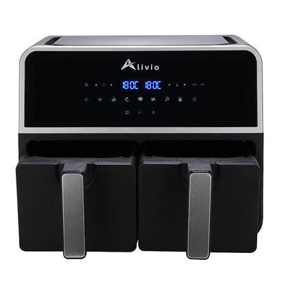 Alivio 9L Double Basket Digital Air Fryer 1500W - Smart Air Fryer with Timer (Black)