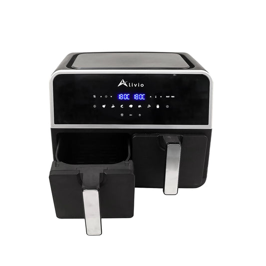 Alivio 9L Double Basket Digital Air Fryer 1500W - Smart Air Fryer with Timer (Black)