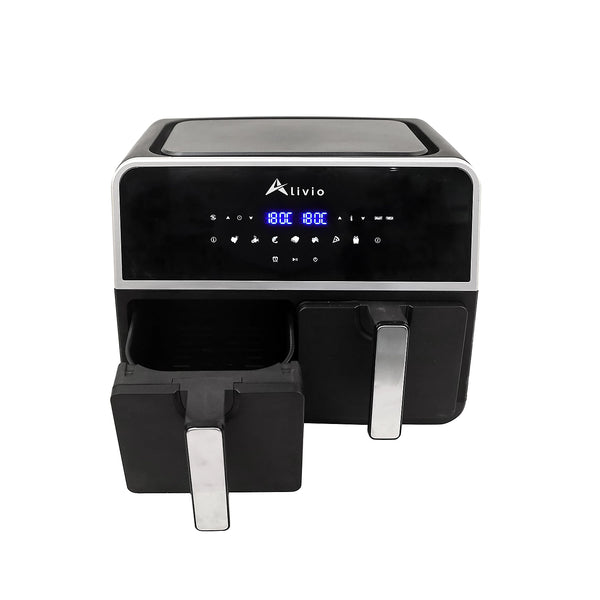 Alivio 9L Double Basket Digital Air Fryer 1500W - Smart Air Fryer with Timer (Black)