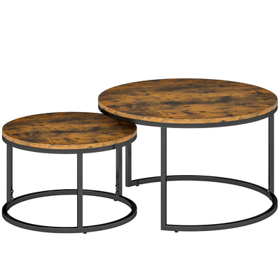 Nest of 2 Tables Wood Effect | Stacking Side Tables | Living Room Coffee Table Set