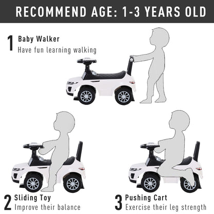 3-in-1 Ride-On Car with Horn, Wheel & Under-Seat Storage