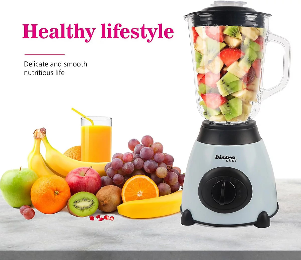 Bistro Chef 2-in-1 Ice Nuts Crushing Mixer Blender 850W (Blue)