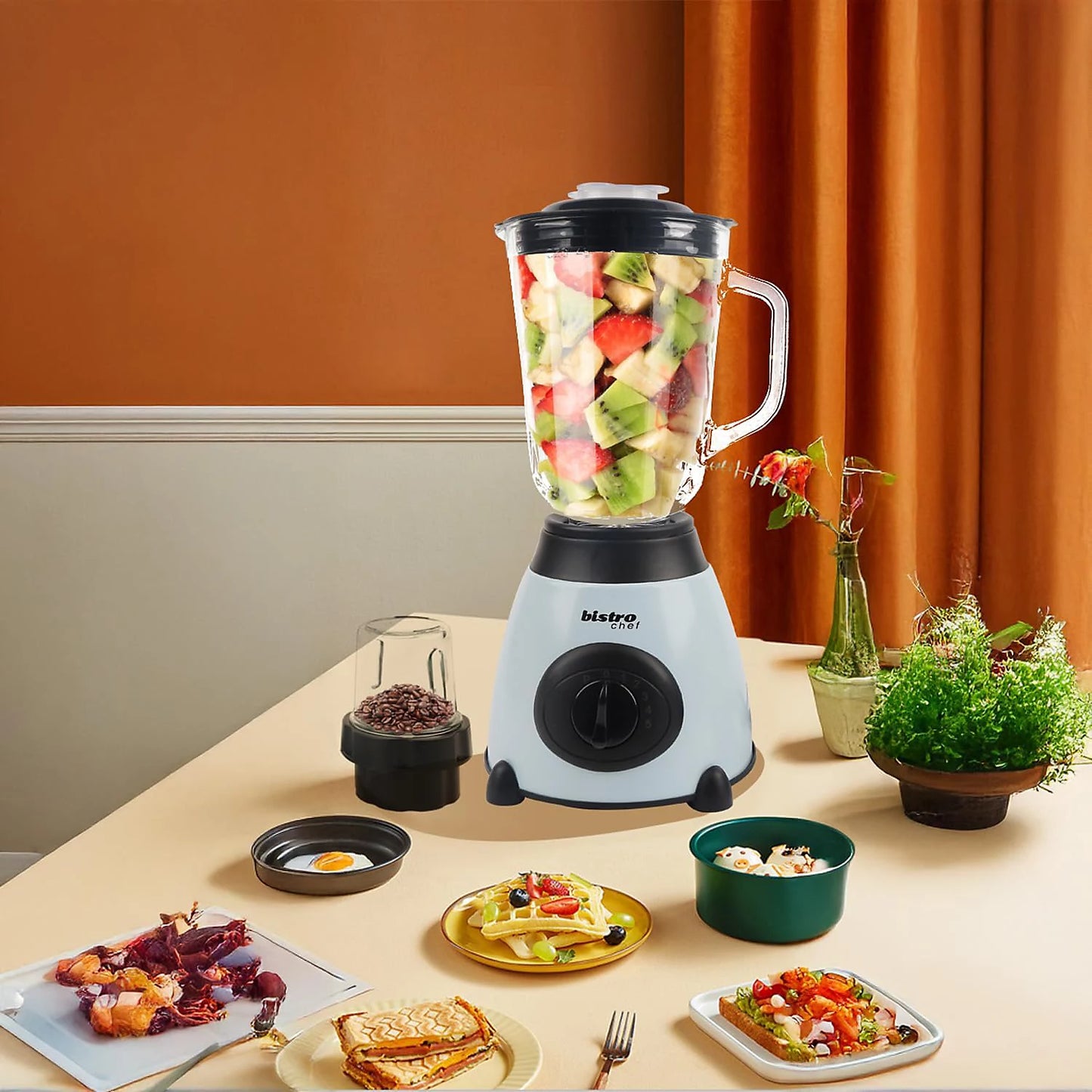 Bistro Chef 2-in-1 Ice Nuts Crushing Mixer Blender 850W (Blue)